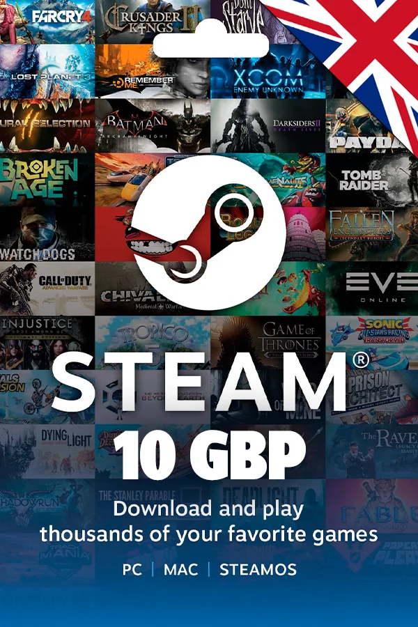 Подарункова карта Steam Wallet 10 GBP (Великобританія)
