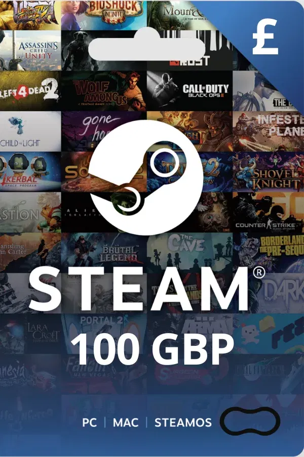 Купить Подарочную Карту Steam £100 GBP Великобритания