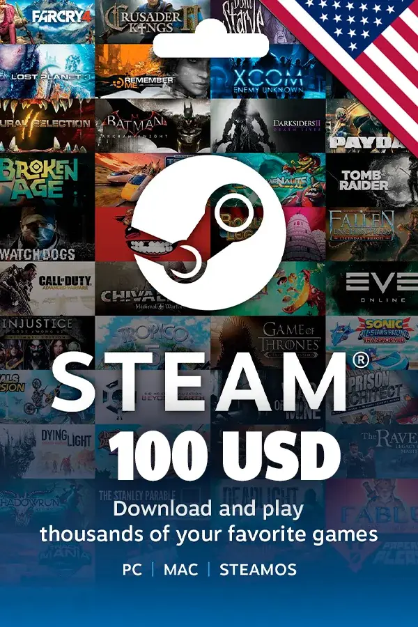 Подарочная карта Steam Wallet 100 USD (США)