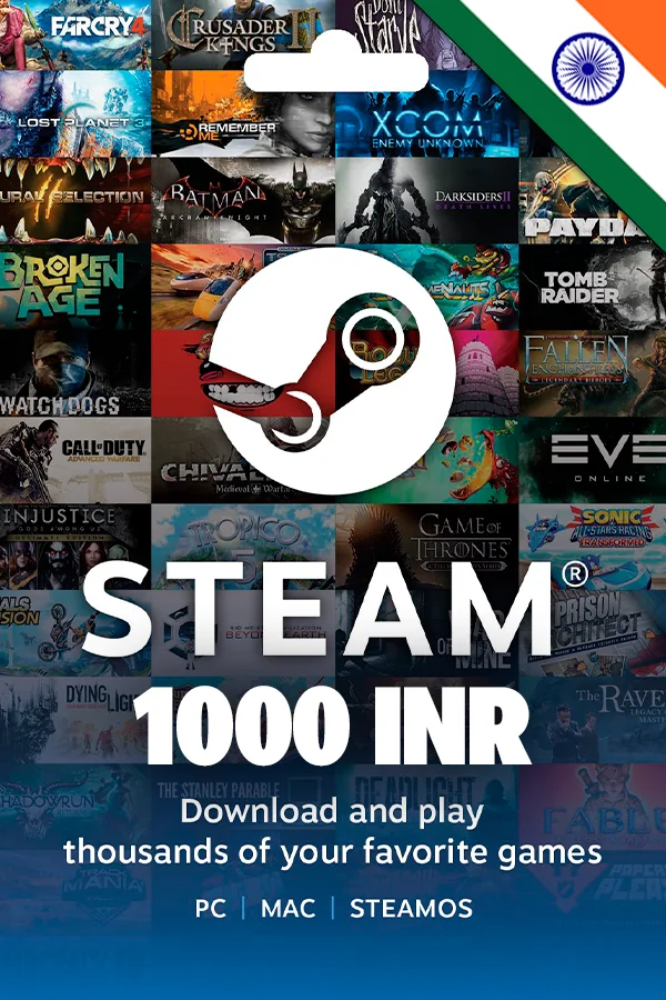 1000 INR Steam Индия Подарочная карта