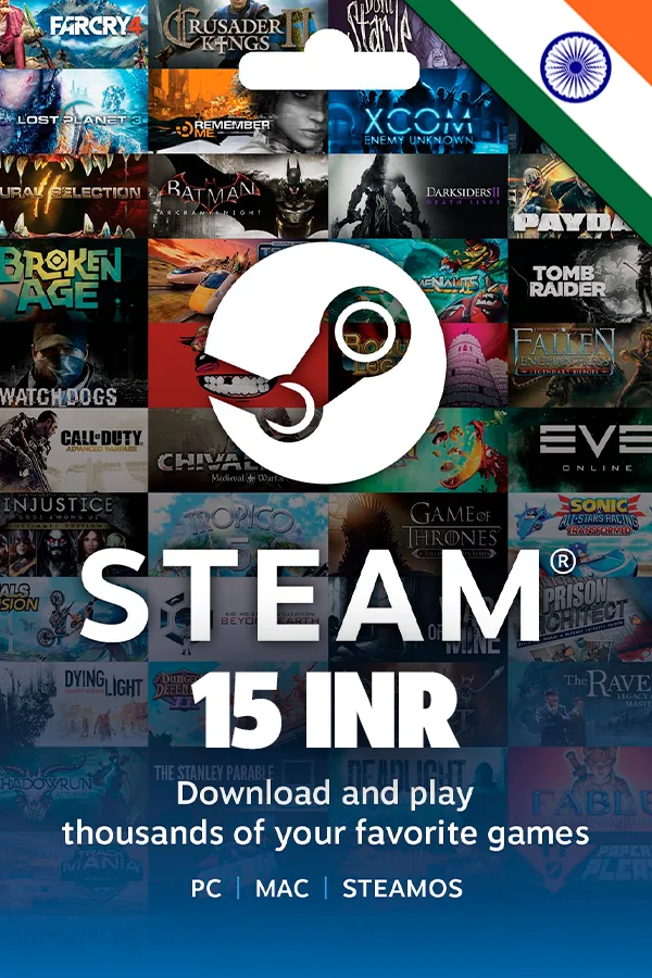Купить Подарочную Карту Steam ₹15 Rupee Индия