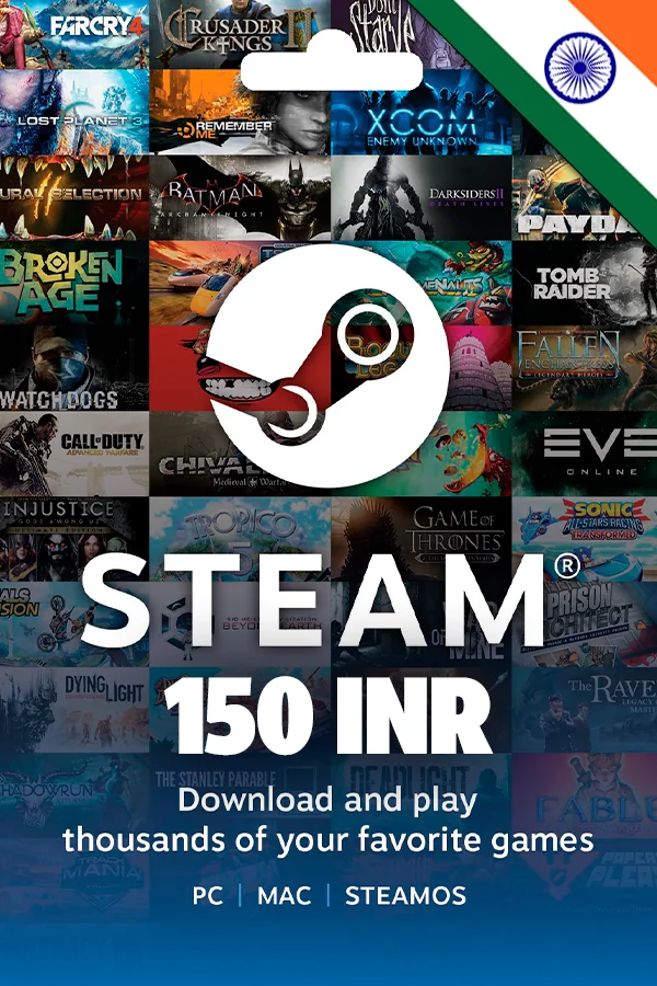 Подарочная карта Steam Wallet 150 INR (Индия)