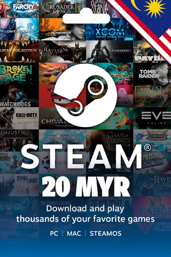 Подарункова карта Steam Wallet 20 MYR (Малайзія)
