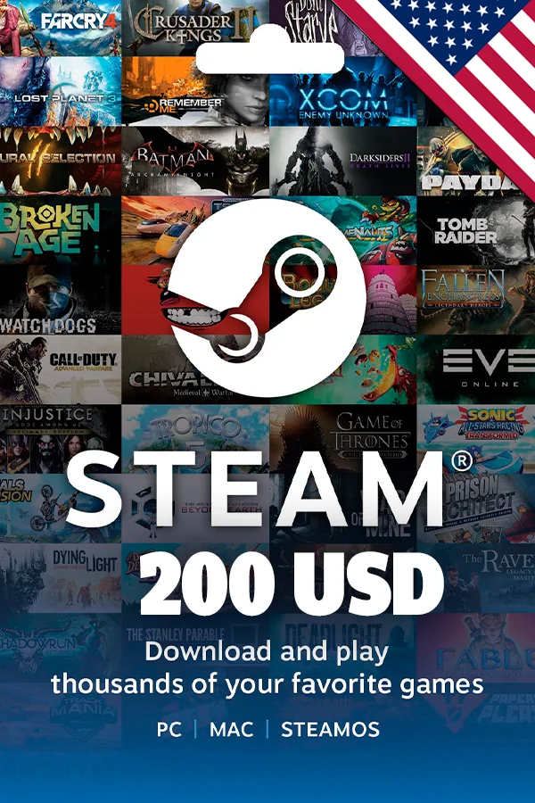 Steam Gift Card 200 USD (USA)