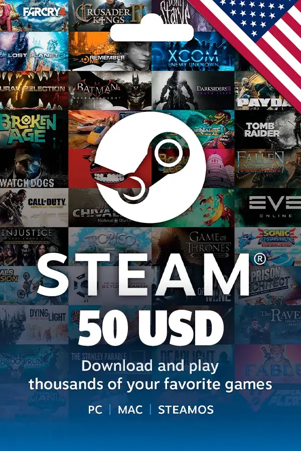 Подарочная карта Steam Wallet 50 USD (США)