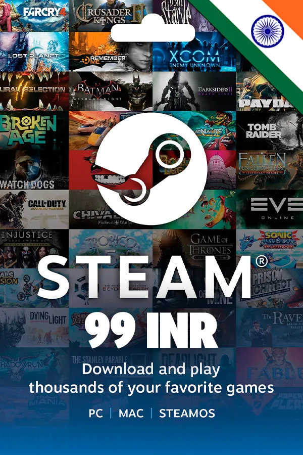 Купить Подарочную Карту Steam ₹99 Rupee Индия
