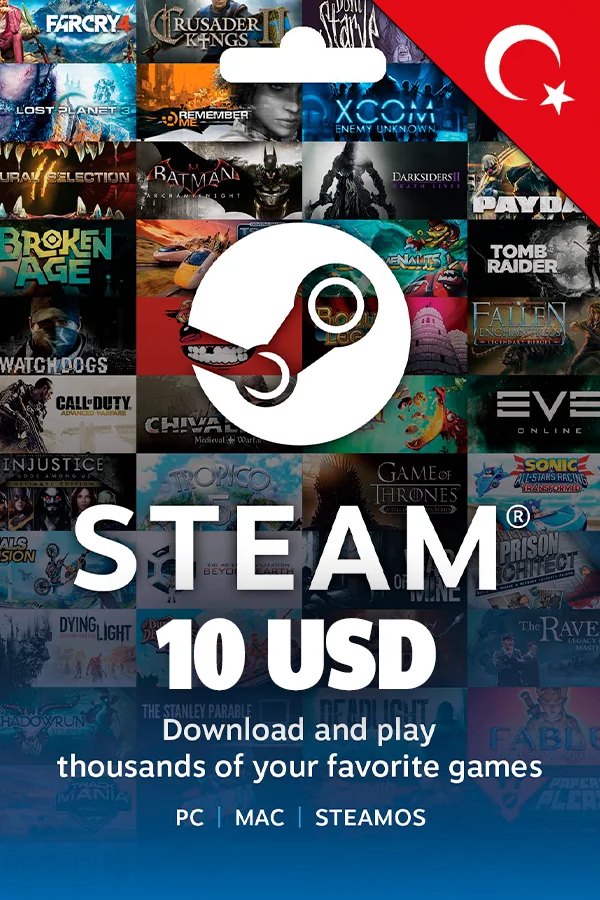 10 USD Турция Steam Подарочная карта