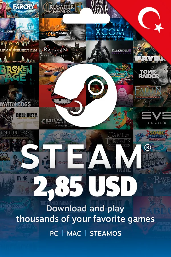 2,85 USD Турция Steam Подарочная карта