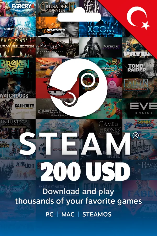 200 USD Турция Steam Подарочная карта