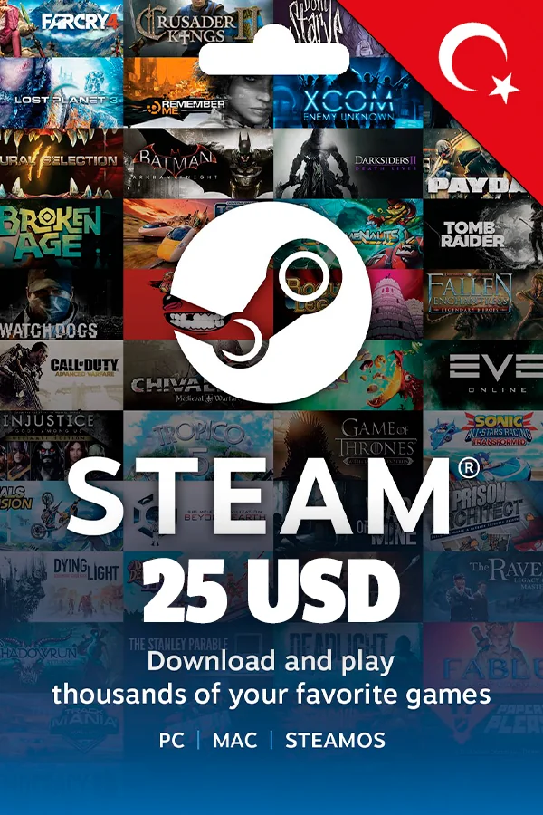 25 USD Турция Steam Подарочная карта