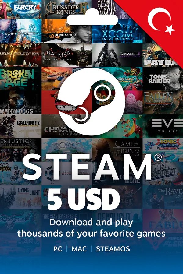5 USD Турция Steam Подарочная карта