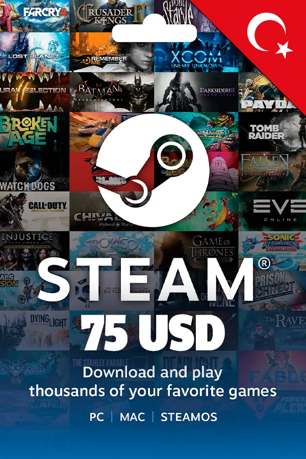 Подарочная карта Steam 75 USD (Турция)