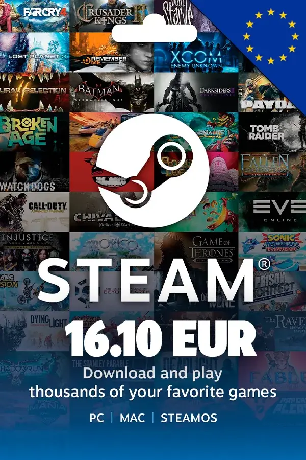 Steam Wallet Gift Card 16.10 EUR (Europe)