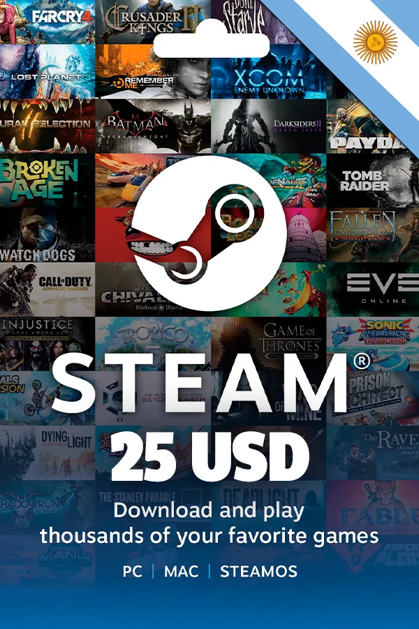 Steam Wallet Gift Card 25 USD (Argentina)