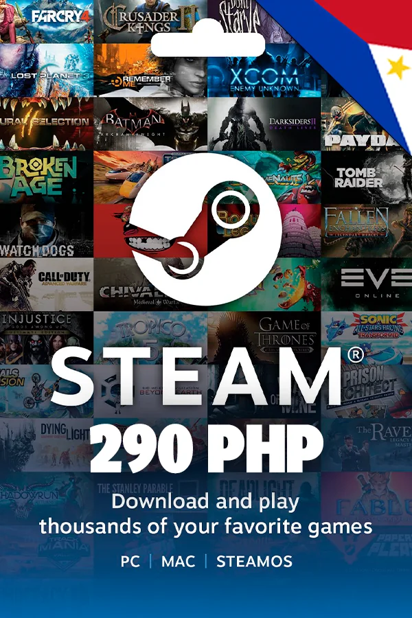 Подарочная карта Steam Wallet 290 PHP (Филиппины)