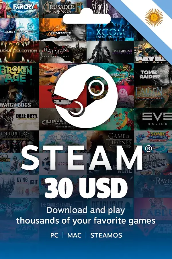 Steam Wallet Gift Card 30 USD (Argentina)