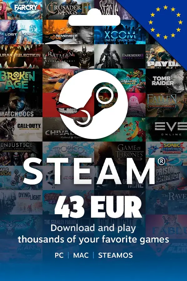 Steam Wallet Gift Card 43 EUR (Europe)