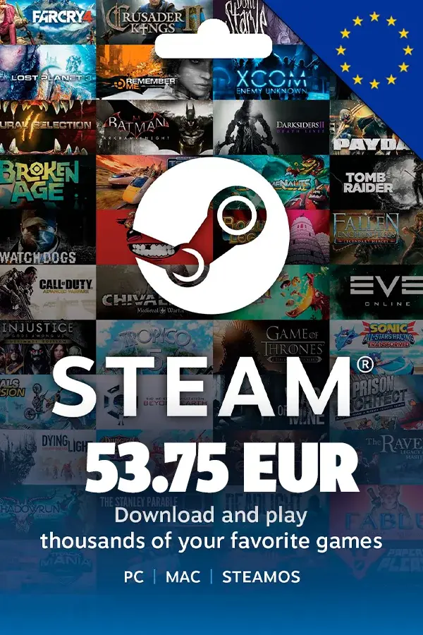 Steam Wallet Gift Card 53.75 EUR (Europe)