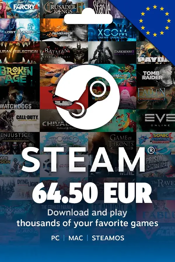 Steam Wallet Gift Card 64.50 EUR (Europe)