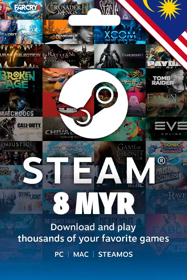 Подарункова карта Steam Wallet 8 MYR (Малайзія)