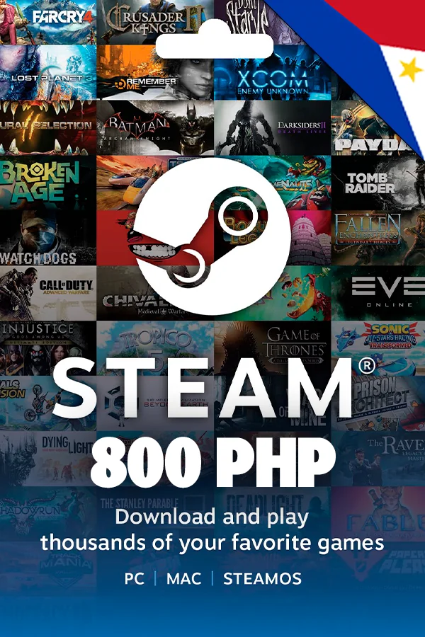 Подарочная карта Steam Wallet 800 PHP (Филиппины)