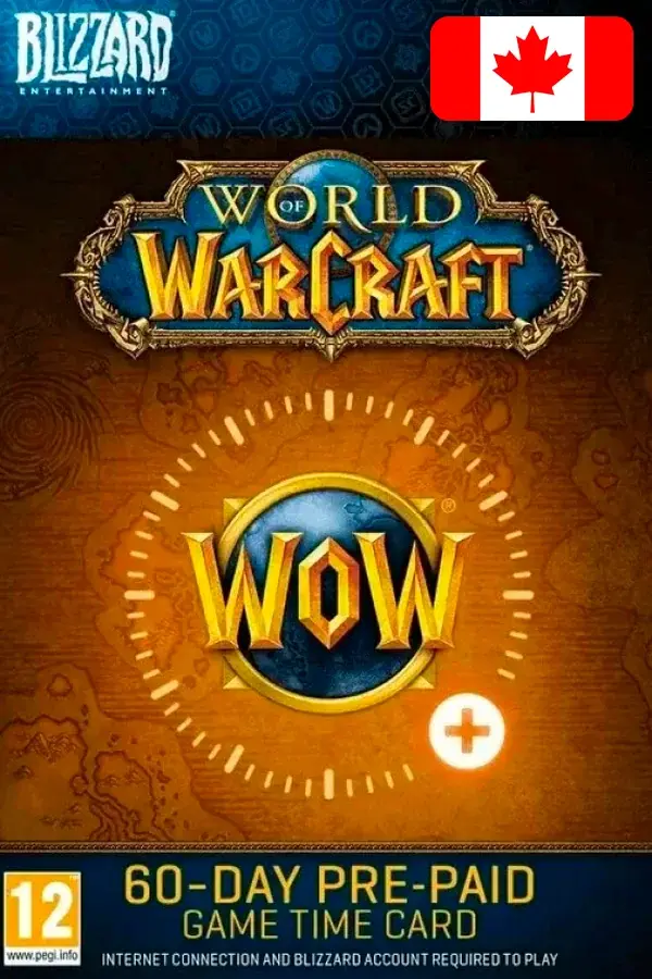 World of Warcraft WoW Time Card 60 Days Canada